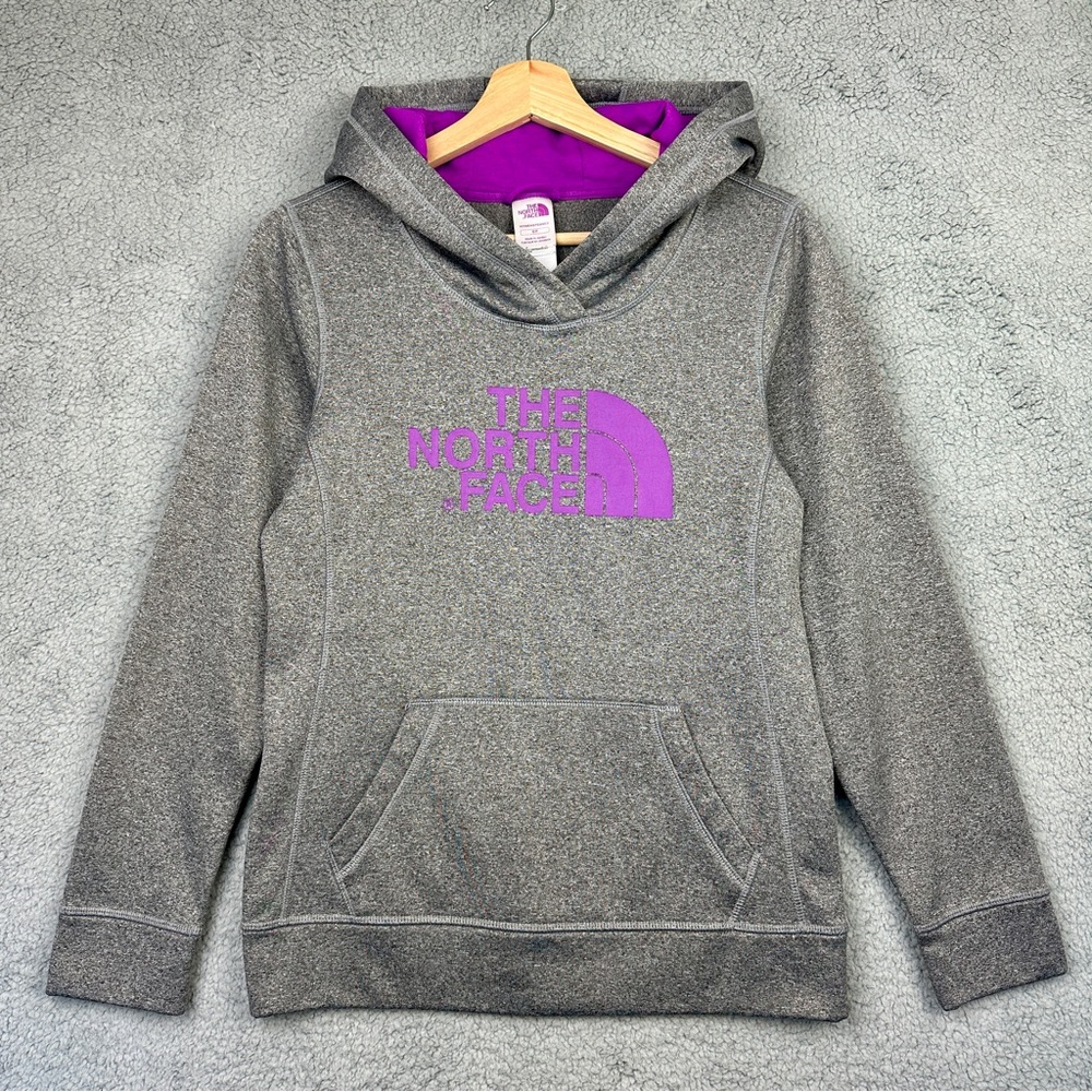 The North Face Half Dome Pullover Hoodie Womens Pink Center Logo Kangaroo Pocket